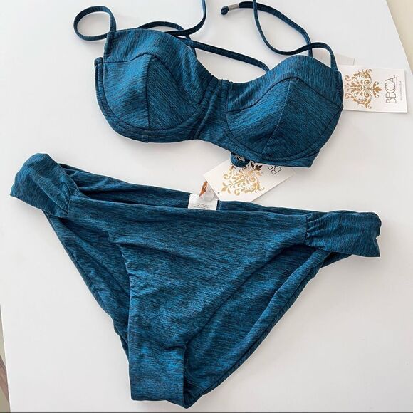 NWT Set Becca by Rebecca Virtue Mesa Verde Underwire Bikini Top & Bikini Bottom - Picture 3 of 6